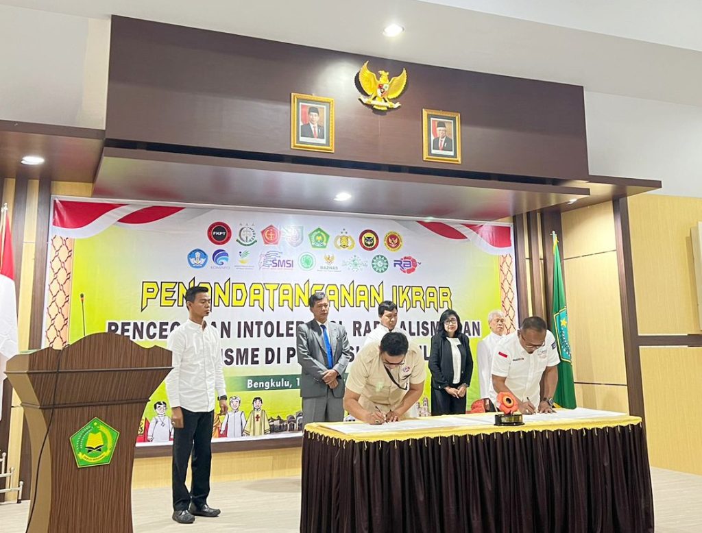 Sinergitas, SMSI Teken Ikrar Pencegahan Intoleransi, Radikalisme dan Terorisme di Bengkulu