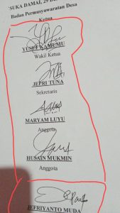 Diduga Tanda Tangan Dipalsukan Oleh Oknum Perangkat Desa